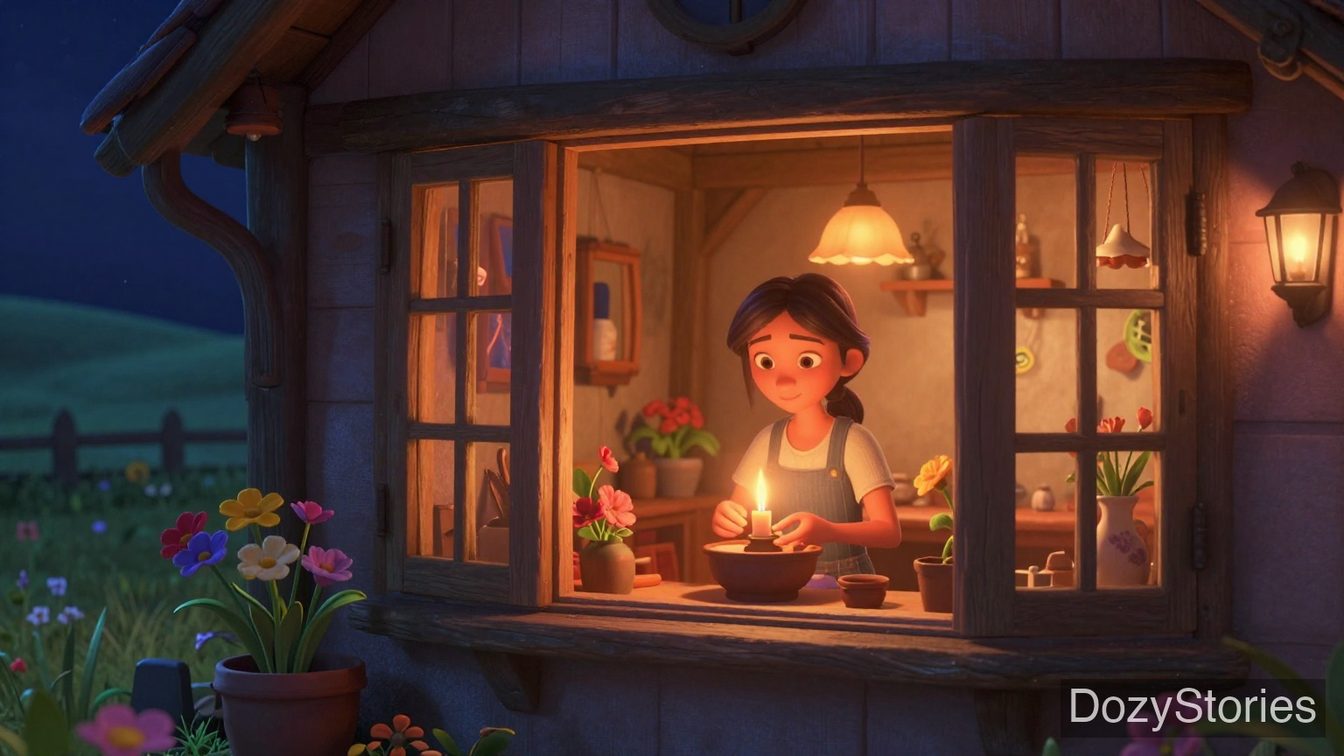 A Riddling Tale - One of the flowers was allowed to go home and sit with her husband at night - Scene Illustration 2