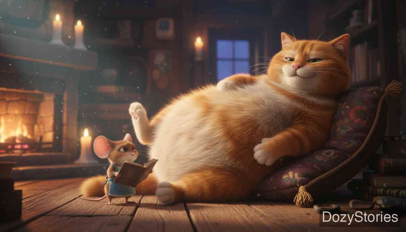 Cat and Mouse in Partnership - Some days later the cat plays the same trick, eats half of the fat, and names the second baby Half-Jar. - Scene Illustration 2
