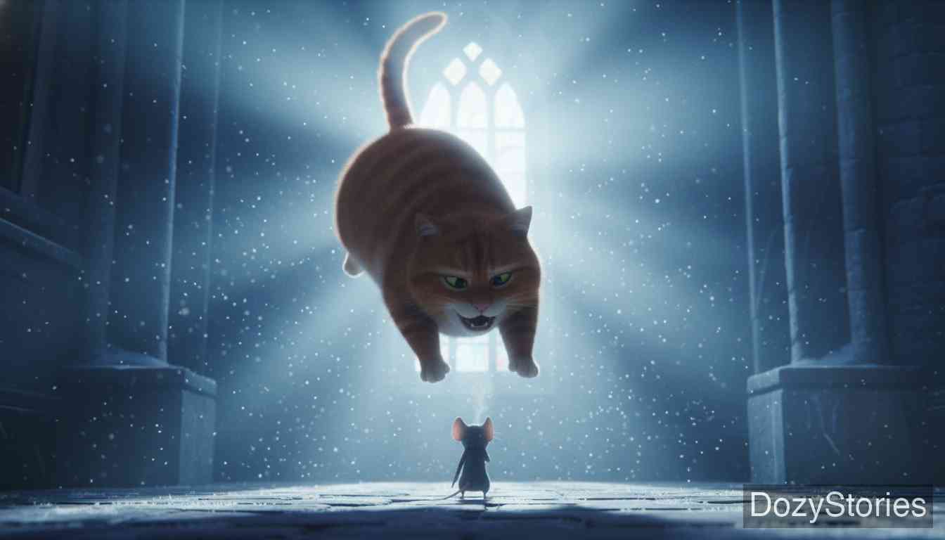 Cat and Mouse in Partnership - The name slips out, and the cat swallows the mouse whole. That is the way of the world: judge a friend by his deeds, not by his words. - Scene Illustration 5