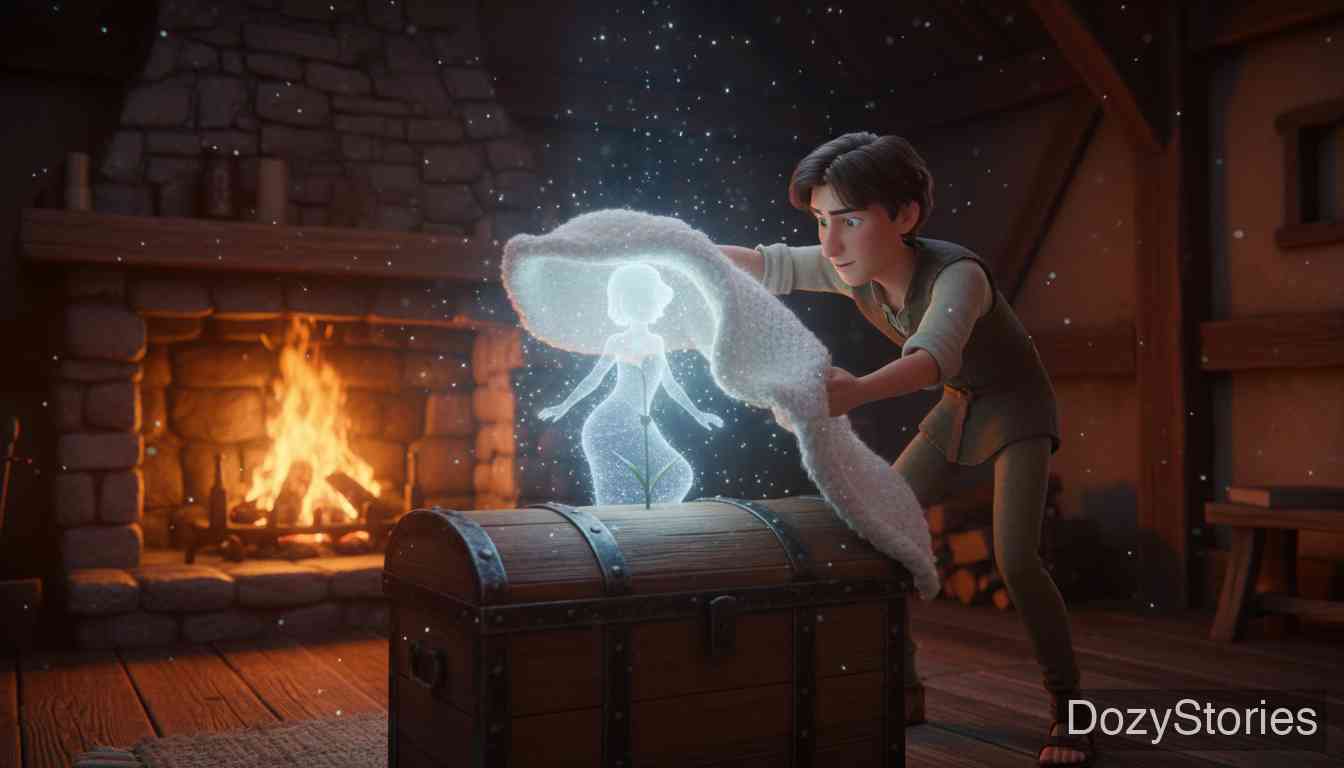 Sweetheart Roland - A shepherd picks the flower, and his home runs smoothly by magic; following a wise woman's advice, a white cloth breaks the spell and reveals the girl. - Scene Illustration 4
