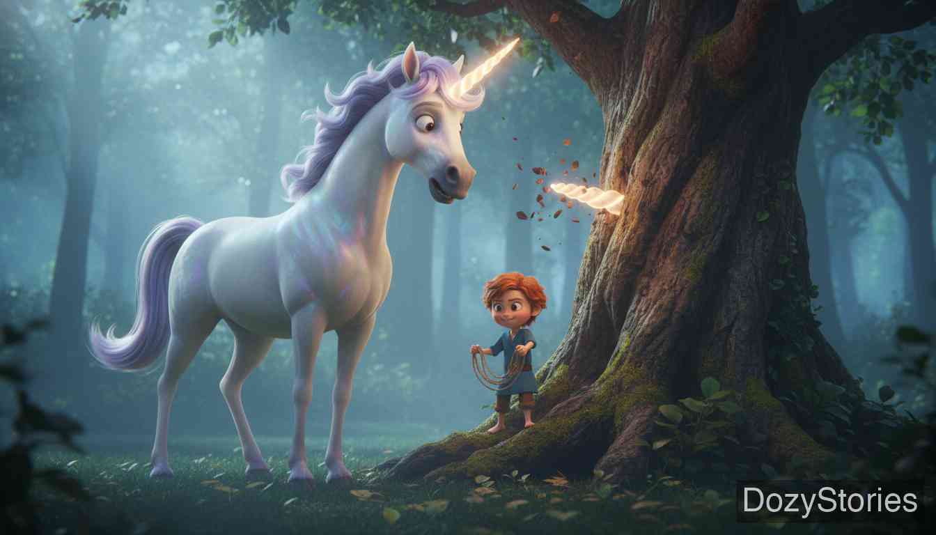 The Brave Little Tailor - The King breaks his word and sends the tailor after a unicorn and a wild boar; the tailor tricks both, and the King must keep his promise. - Scene Illustration 4
