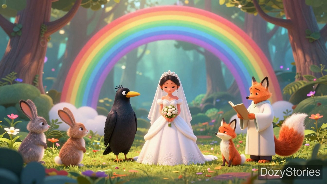 The Rabbit and the Maiden - The hare gathers the wedding guests, but the bride sits alone and weeps - Scene Illustration 4