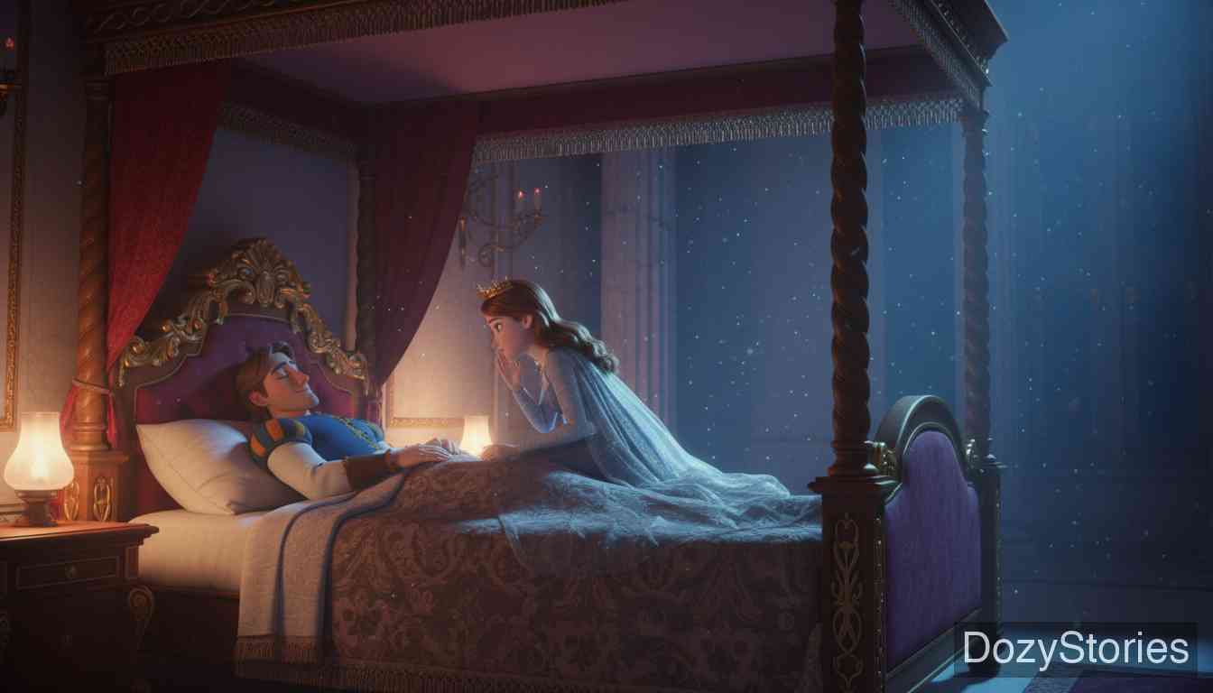 The Riddle - The princess comes to steal the answer herself; the prince turns the trick around, keeps her cloak as proof, and wins. - Scene Illustration 5