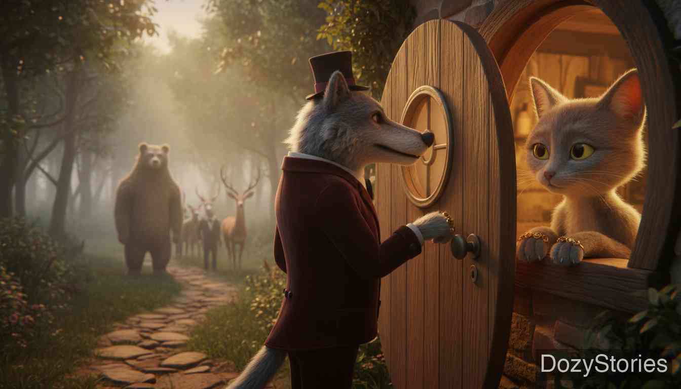 The Wedding of Mrs. Fox - The old fox truly dies; wolf, dog, stag, bear and lion come courting, yet each one lacks something. - Scene Illustration 4